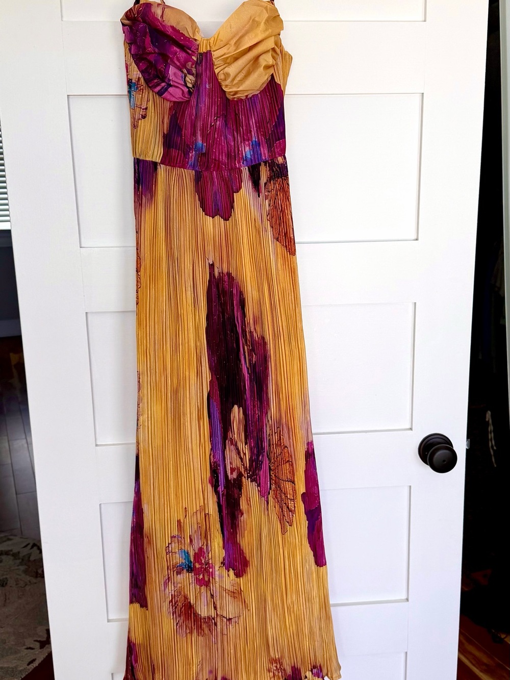 Maxi Dress in Mustard and Magenta Floral Print